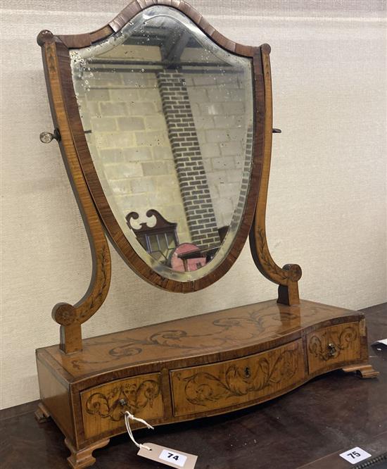 An Edwardian marquetry inlaid satinwood toilet mirror, width 48cm, height 62cm